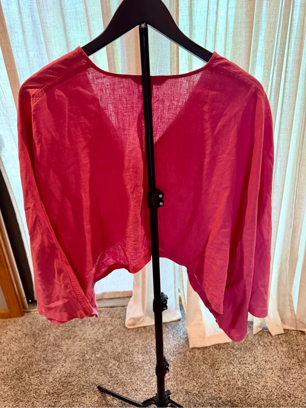 Zara Raspberry V-Neck Lightweight Blouse - Picture 2 of 4